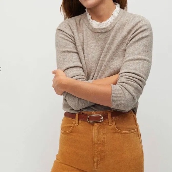 NWT Size Medium Mango wool sweater with lace collar - Picture 1 of 7